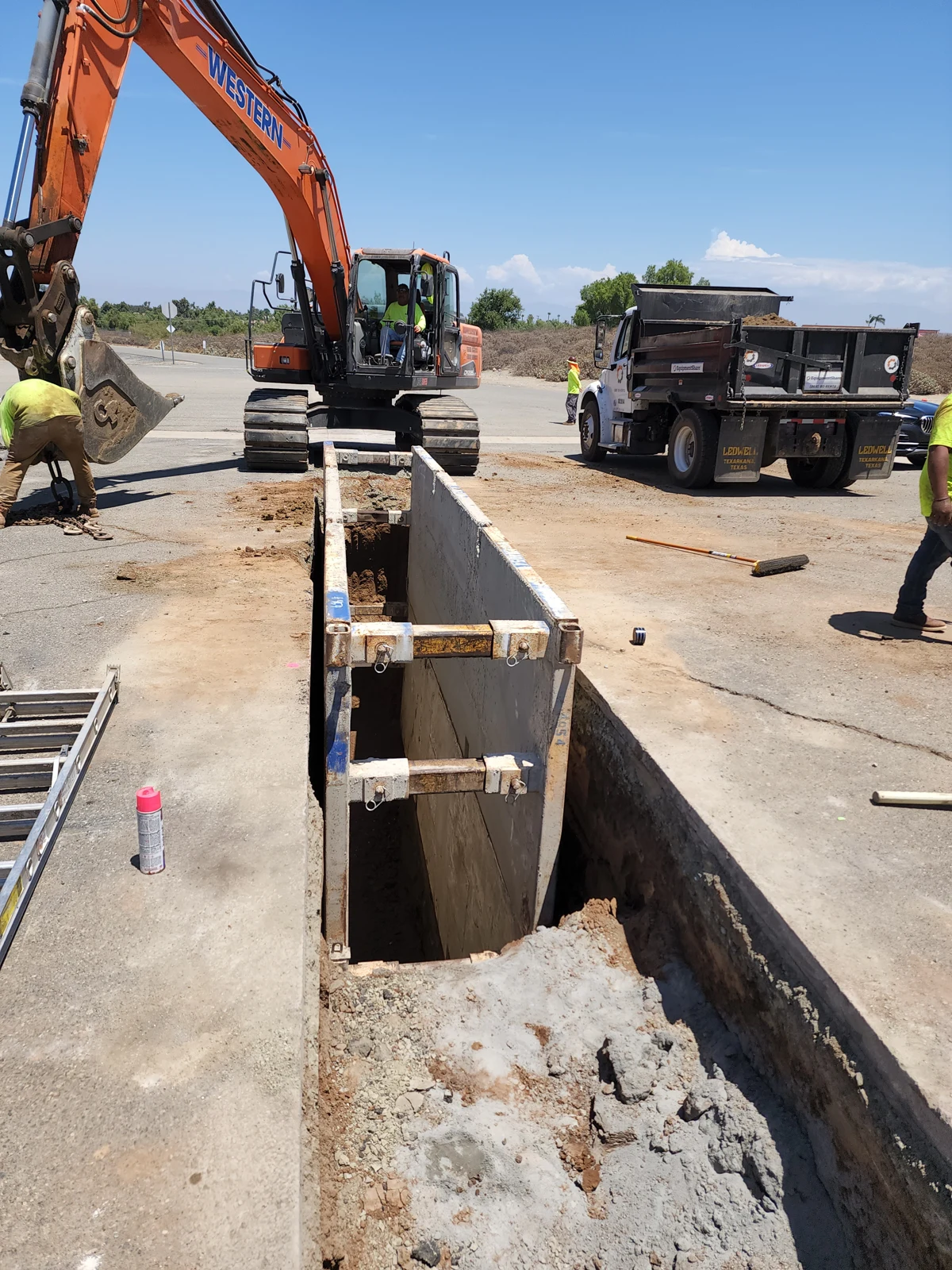 Utility trench excavation and shoring
